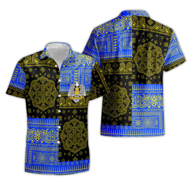 South Sudan Short Sleeve Shirt Flag And Paisley Basic Style 1