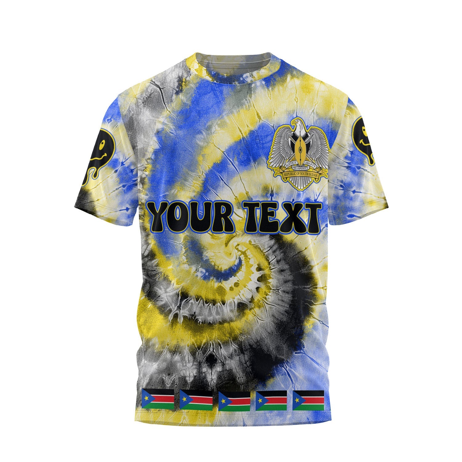 South Sudan T Shirt Custom Tie Dye Style 1