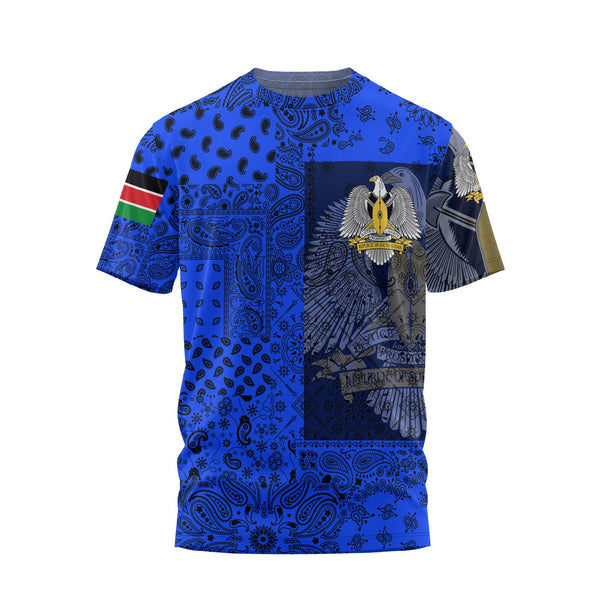 South Sudan T Shirt Paisley Flag And Skull Style 1