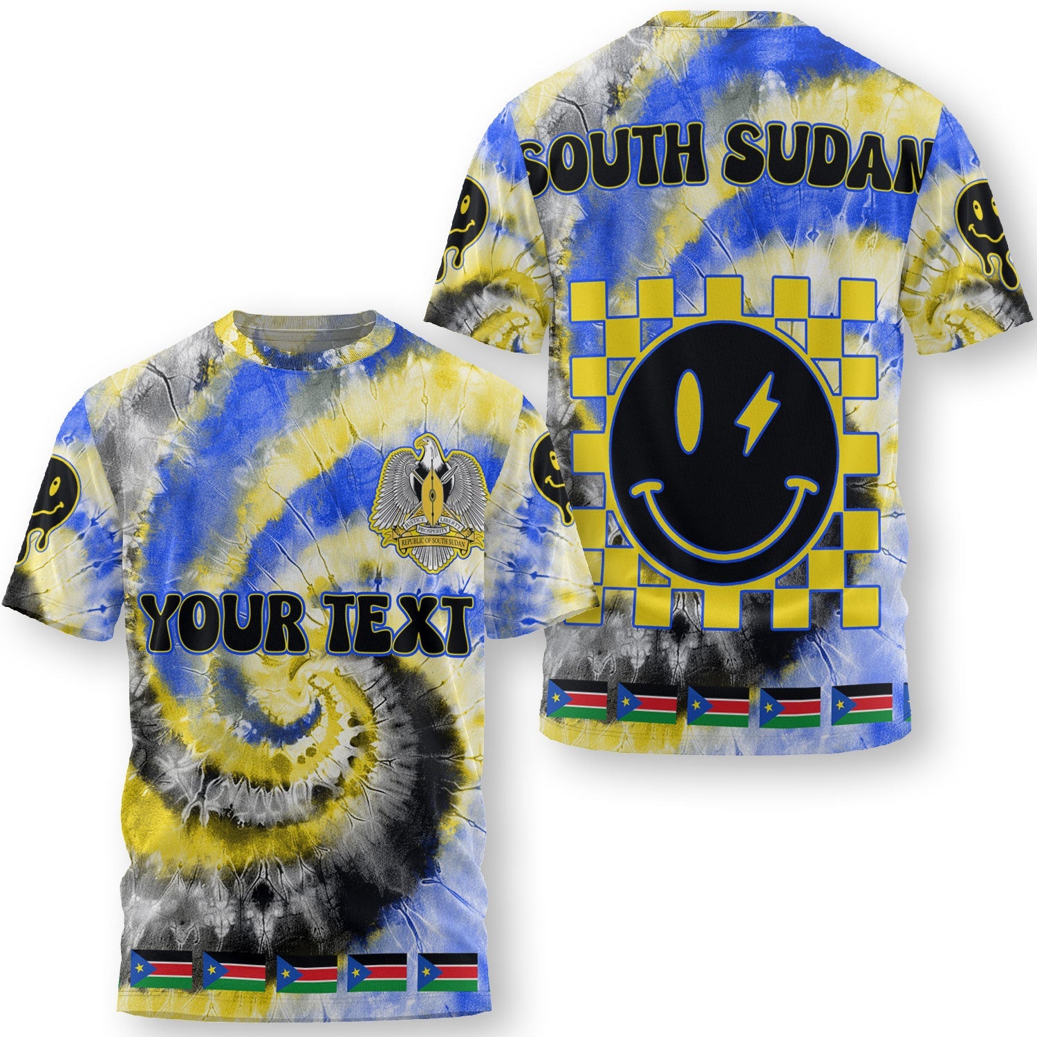 South Sudan T Shirt Custom Tie Dye Style 3