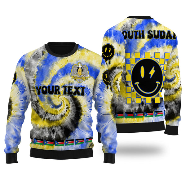 South Sudan Ugly Sweater Custom Tie Dye Style 1