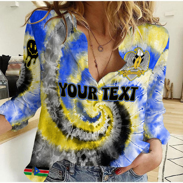 South Sudan Women Casual Shirt Custom Tie Dye Style 1