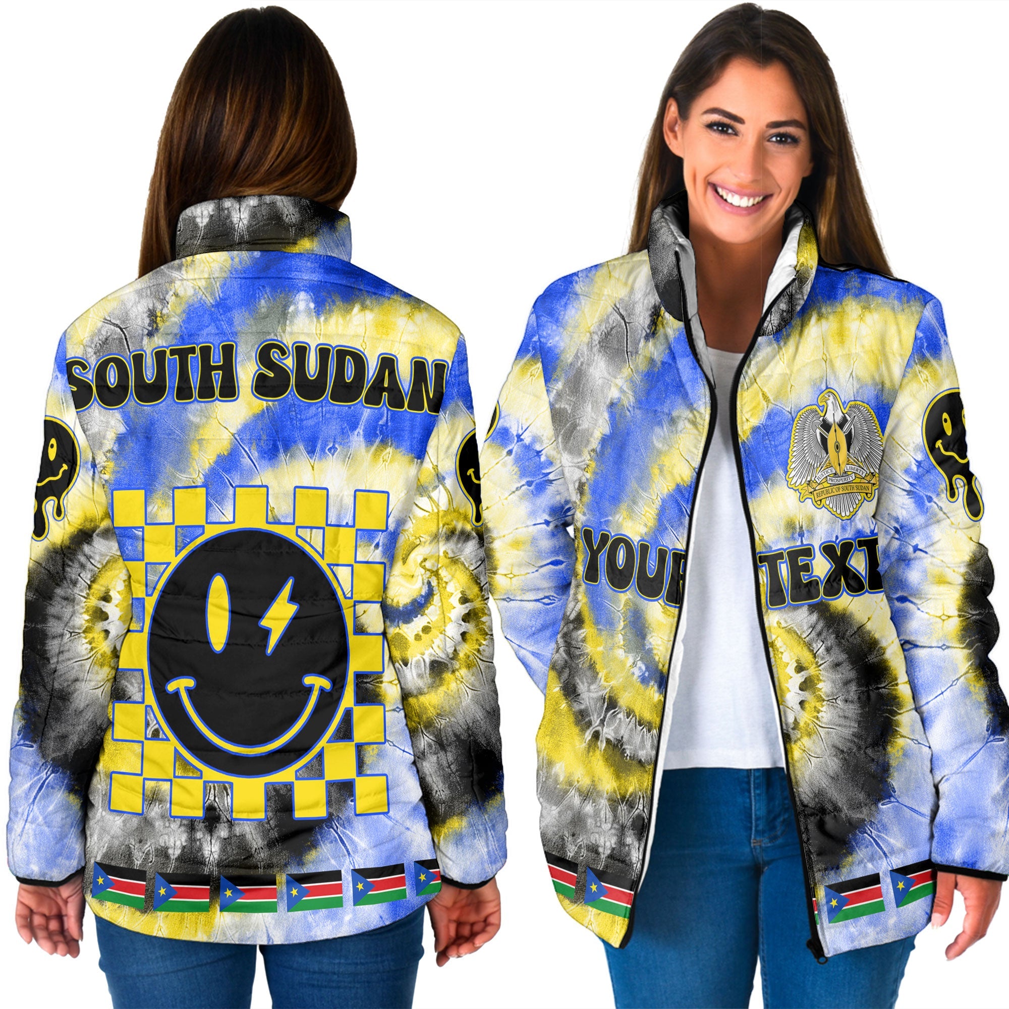 South Sudan Women Padded Jacket Custom Tie Dye Style 3