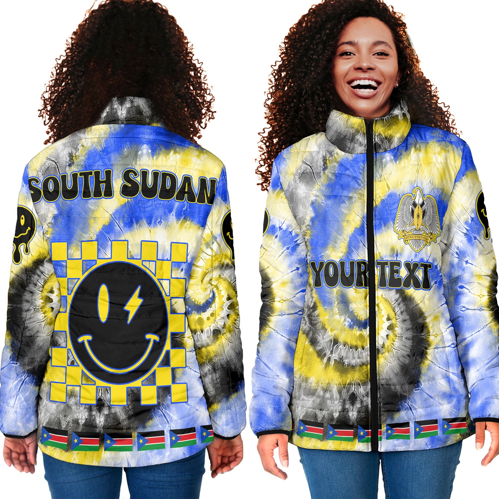 South Sudan Women Padded Jacket Custom Tie Dye Style 4