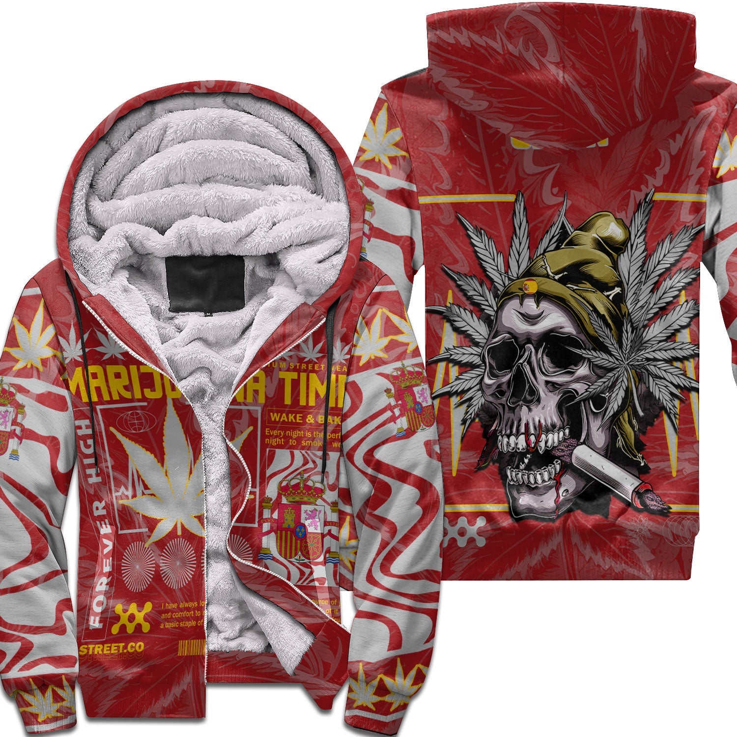 Spain Sherpa Hoodie Flag & Coat Of Arms Ver02 Fire The Leaf Style