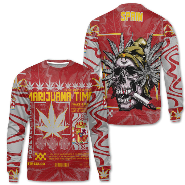 Spain Sweatshirt Flag & Coat Of Arms Marijuanas Style