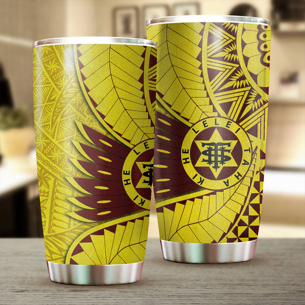 Tonga High School Stainless Steel Glitter Tumbler Tonga Golden Style