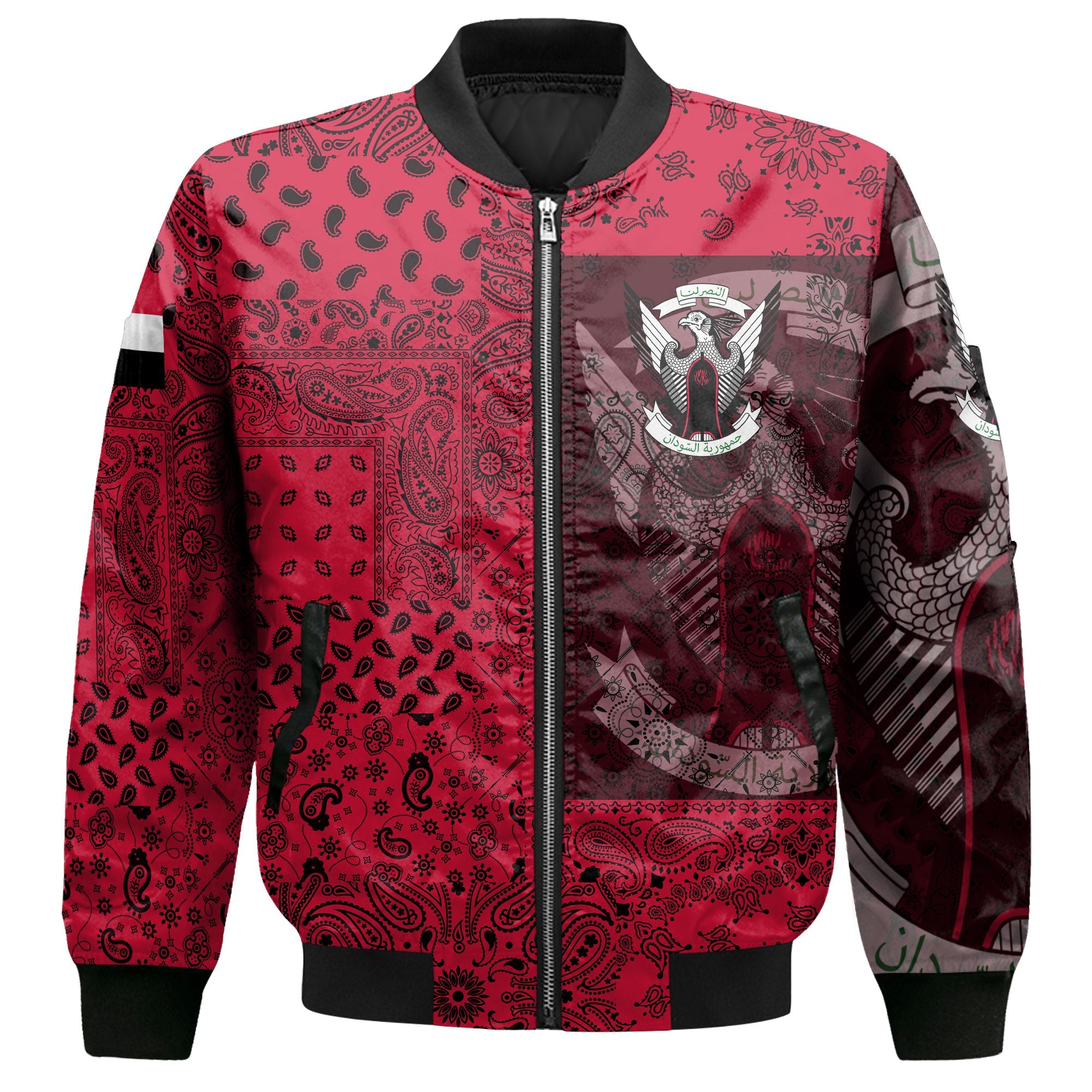 Sudan Bomber Jacket Paisley Flag And Skull Style 2