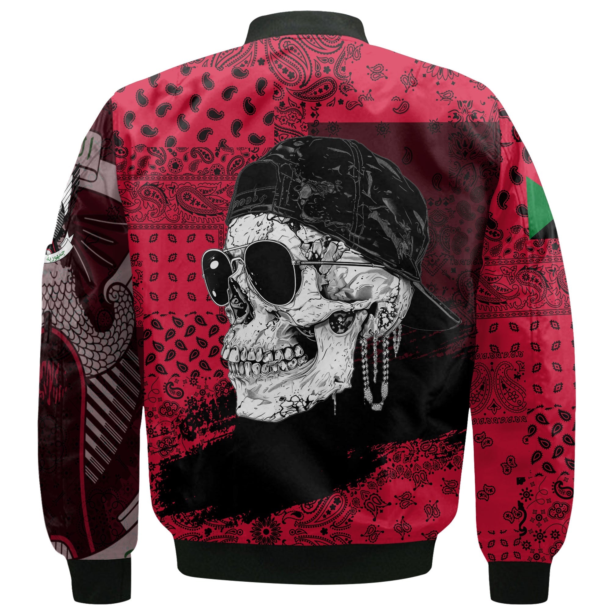 Sudan Bomber Jacket Paisley Flag And Skull Style 3