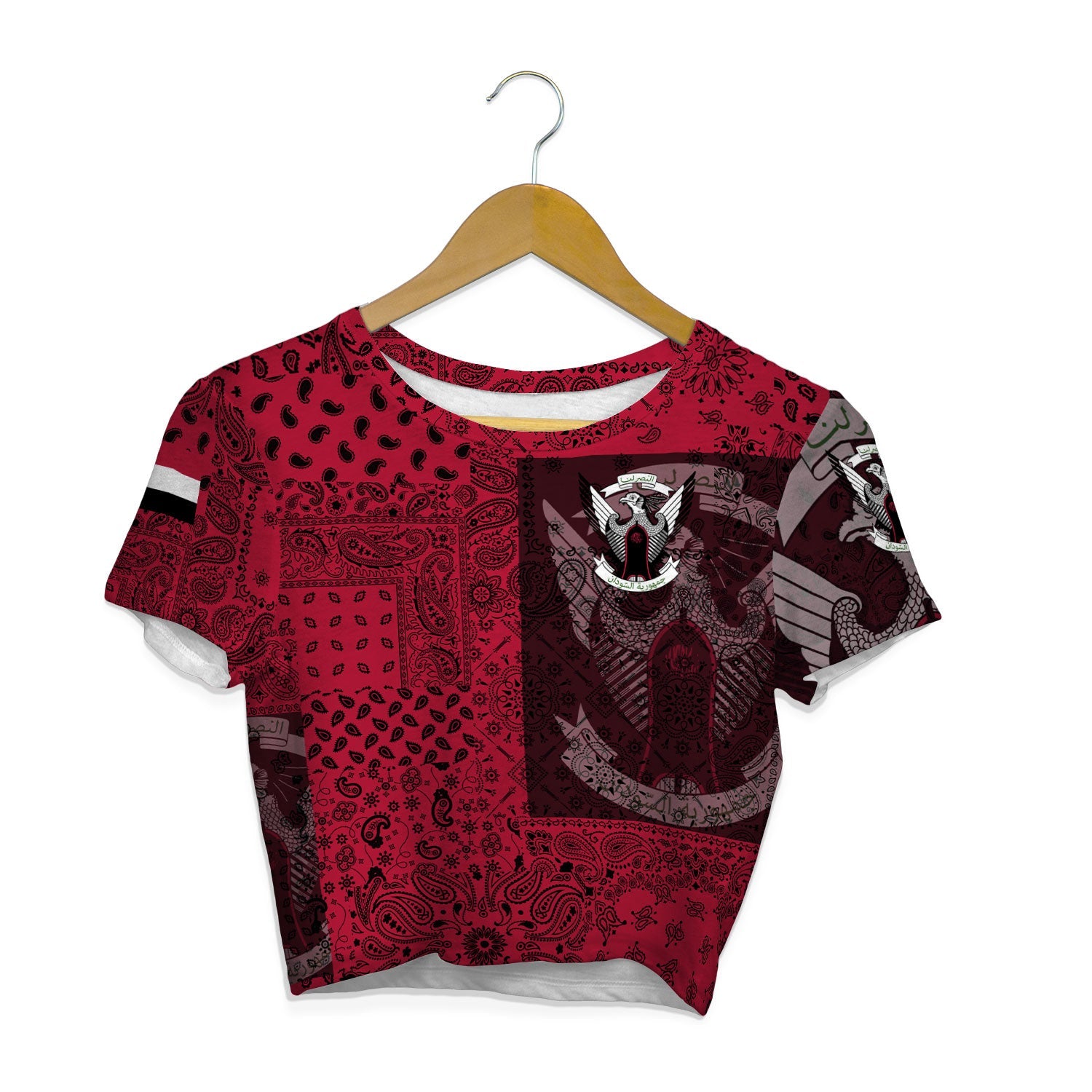 Sudan Croptop T Shirt Paisley Flag And Skull Style 1