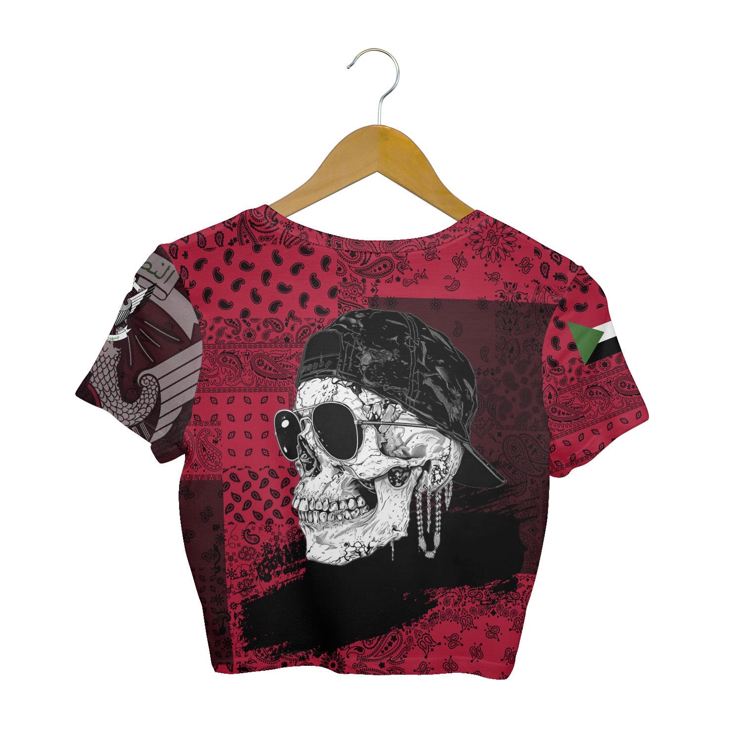 Sudan Croptop T Shirt Paisley Flag And Skull Style 2