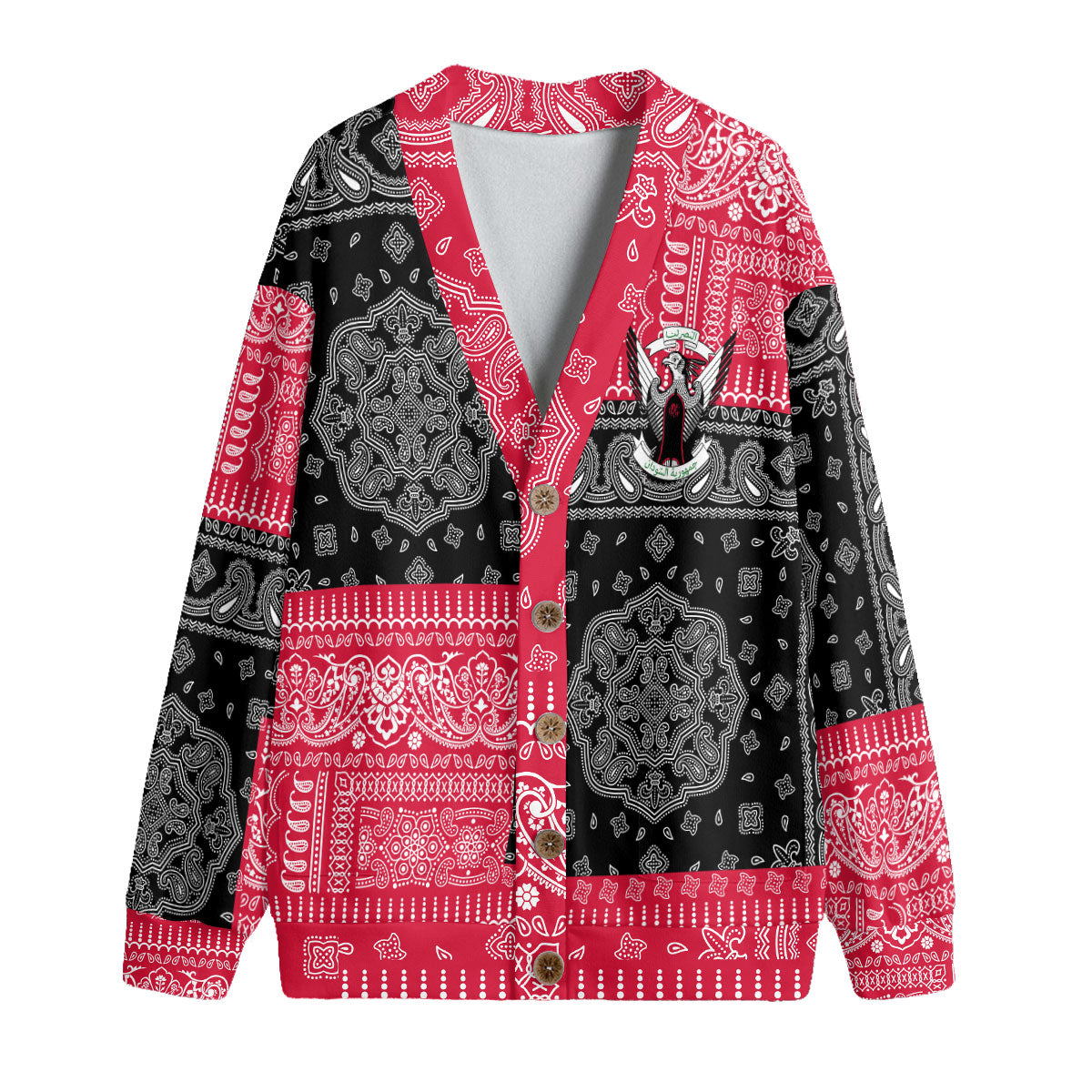 Sudan Fleece Cardigan Flag And Paisley Basic Style 1