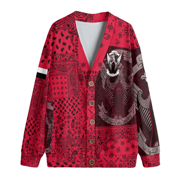 Sudan Fleece Cardigan Paisley Flag And Skull Style 1