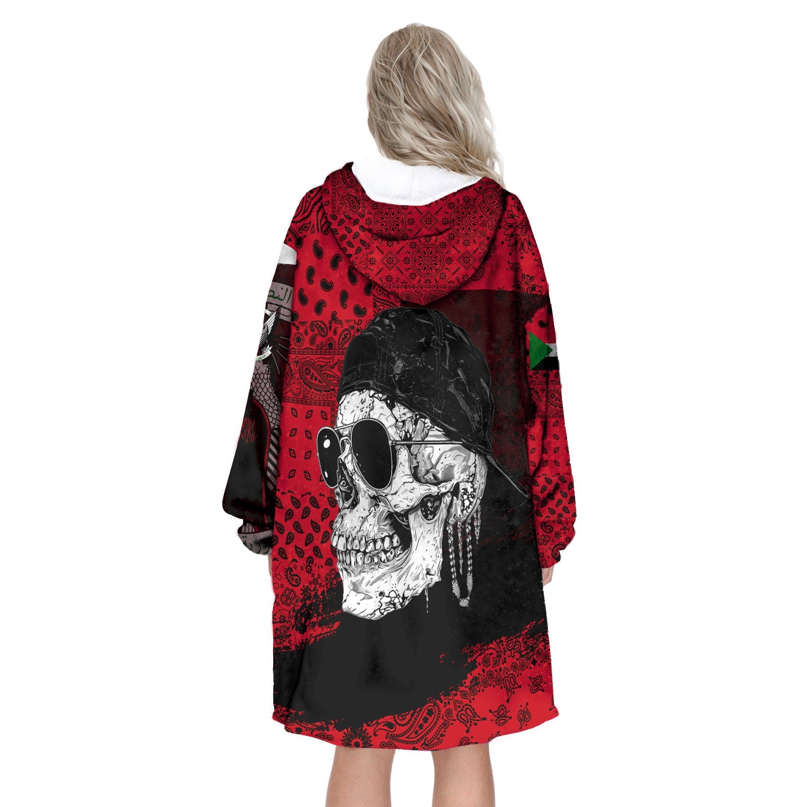 Sudan Hoodie Blanket Paisley Flag And Skull Style 3