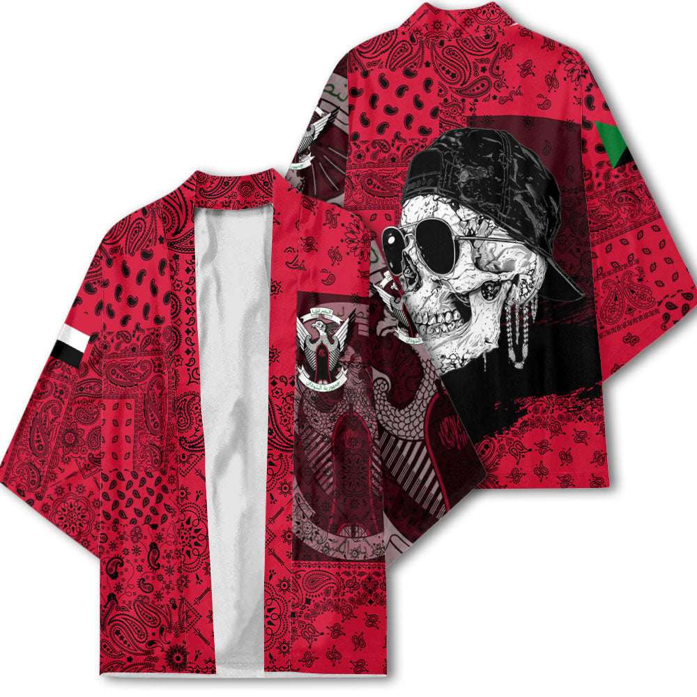 Sudan Kimono Paisley Flag And Skull Style 2