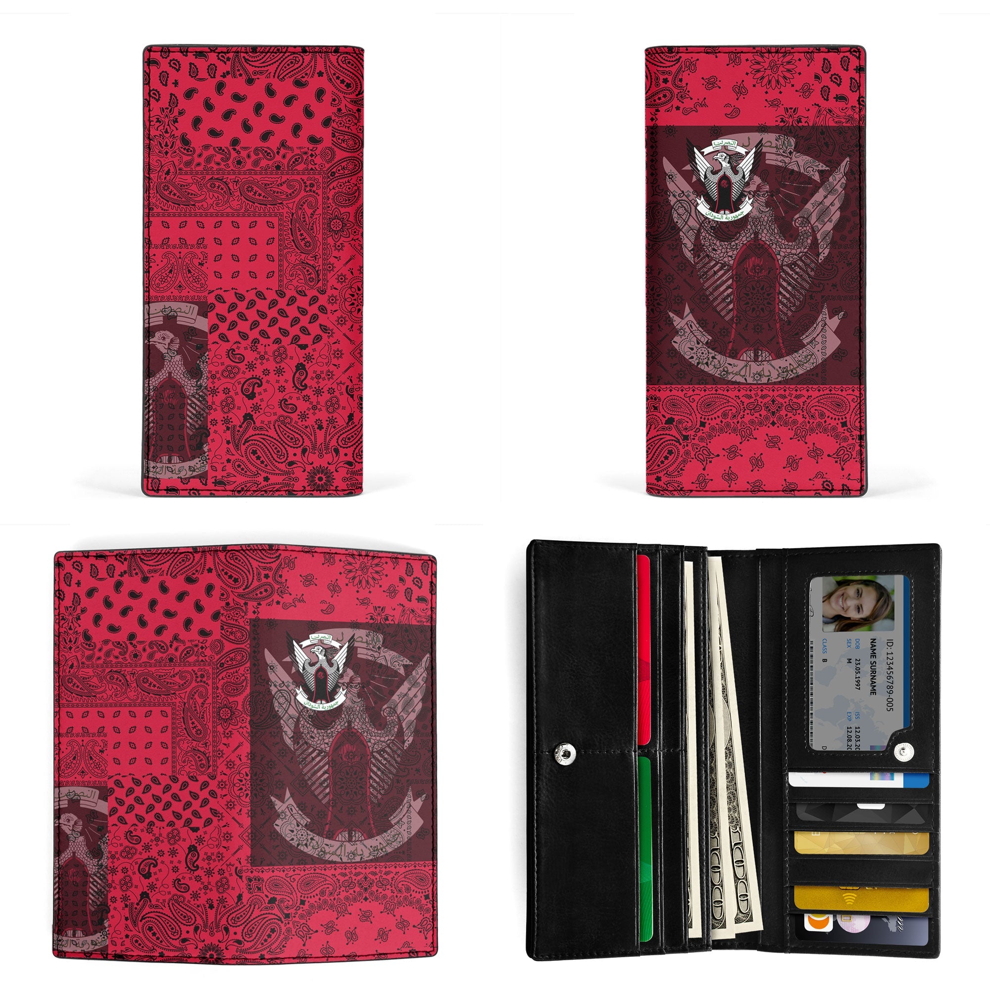 Sudan Leather Wallet Paisley Flag And Skull Style 3