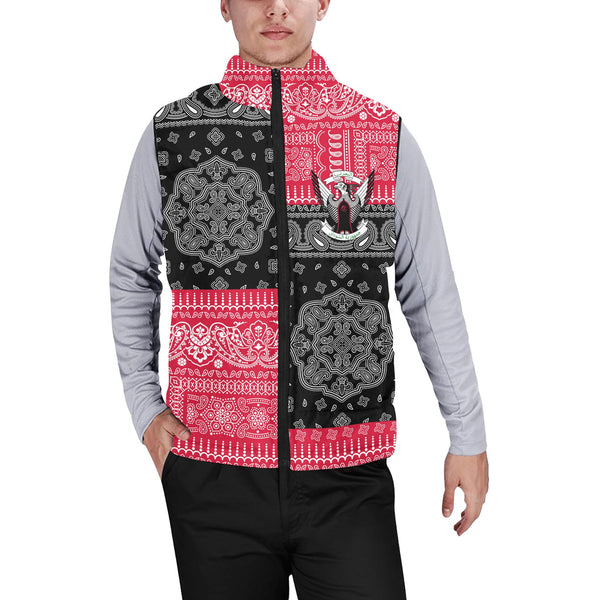 Sudan Men Padded Jacket Vest Flag And Paisley Basic Style 1