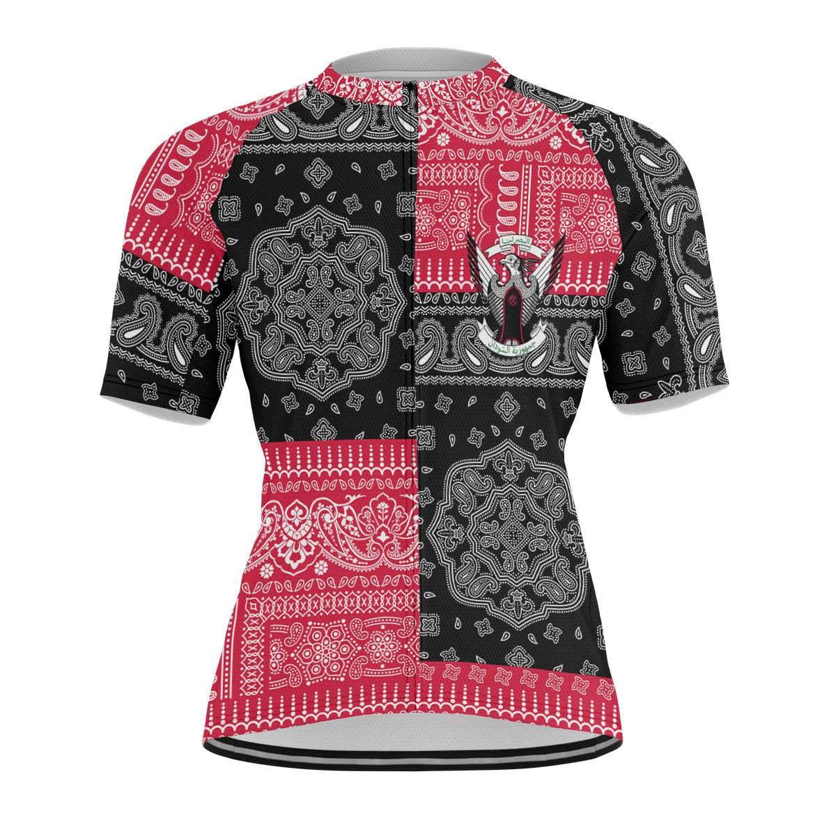 Sudan Men Cycling Jersey Flag And Paisley Basic Style 1