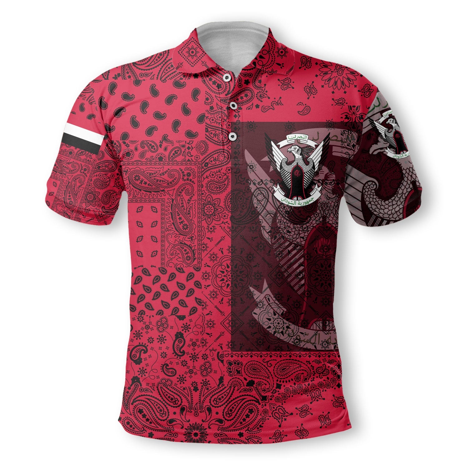 Sudan Polo Shirt Paisley Flag And Skull Style 2