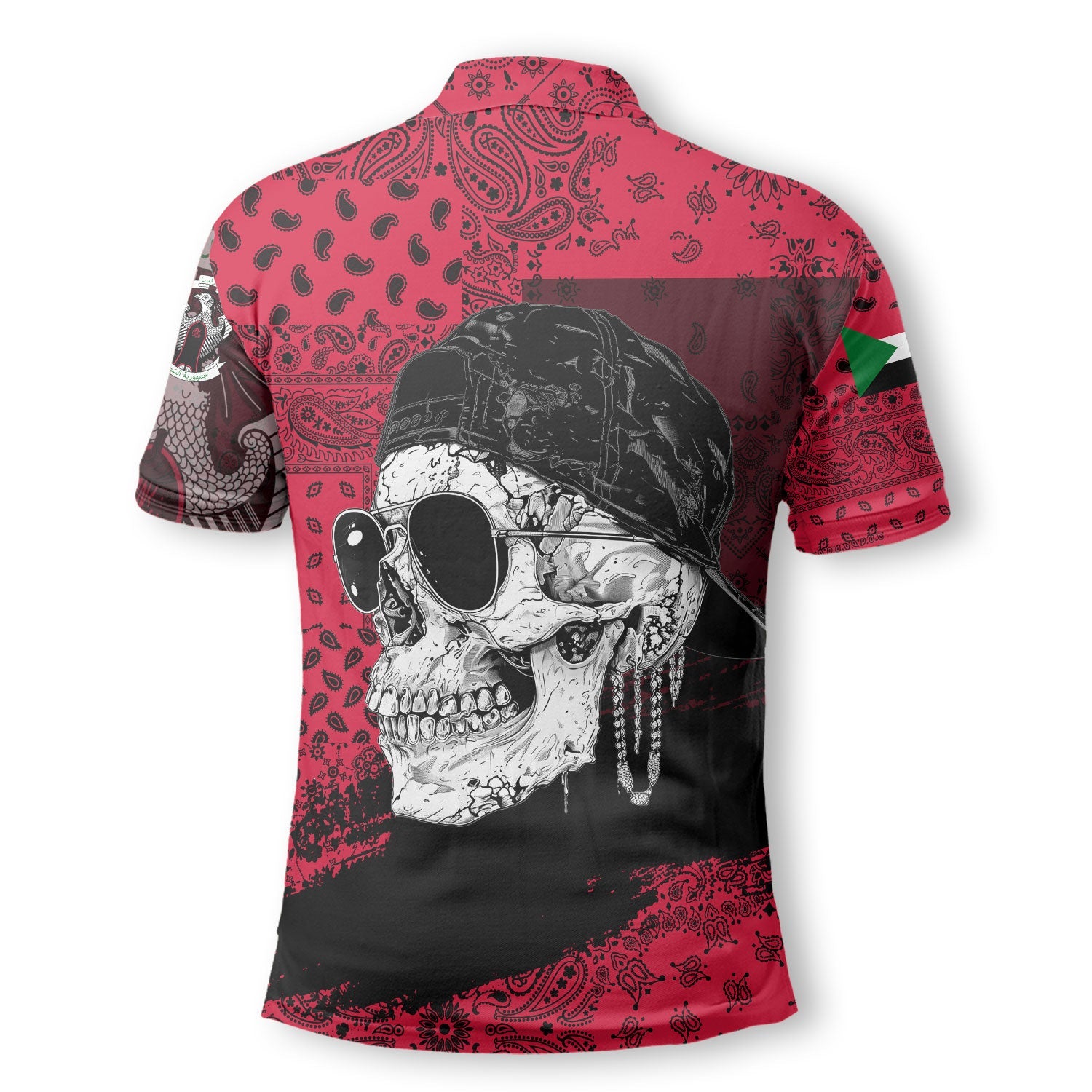 Sudan Polo Shirt Paisley Flag And Skull Style 3