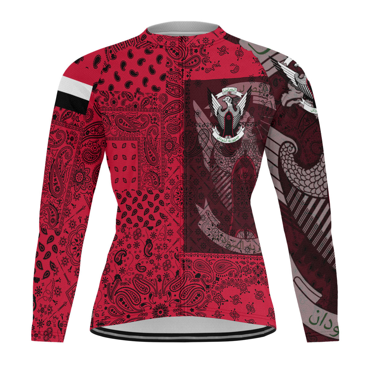 Sudan Raglan Men Cycling Jersey Long Sleeve Paisley Flag And Skull Style 1