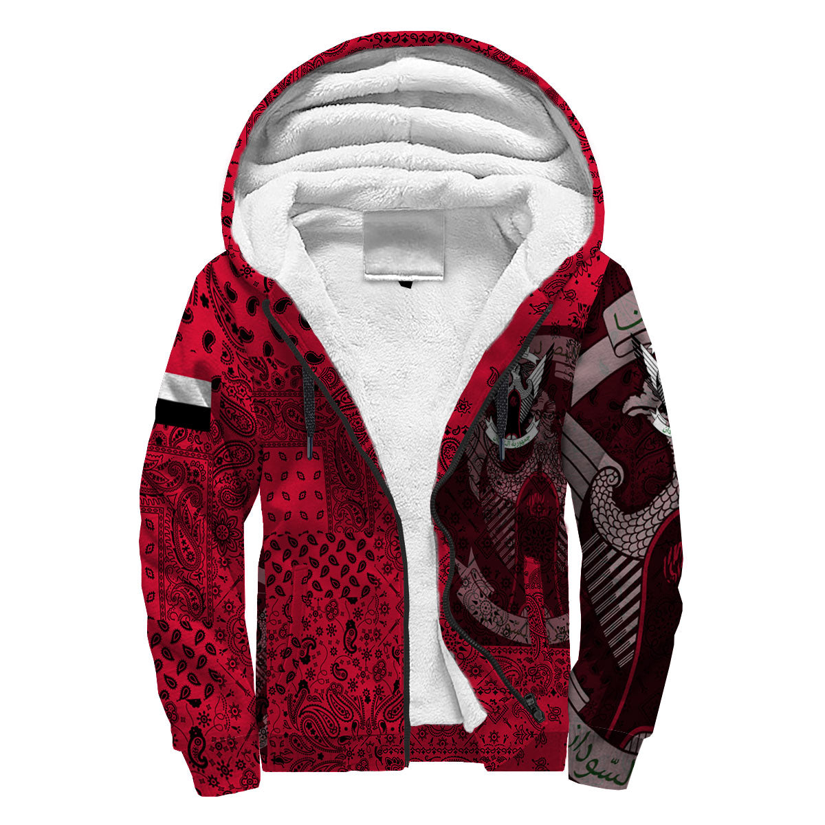 Sudan Sherpa Hoodie Paisley Flag And Skull Style 3