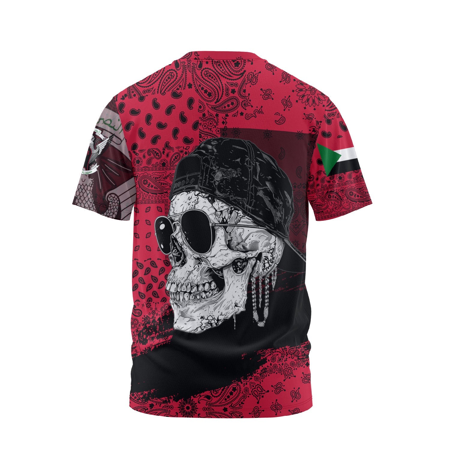 Sudan T Shirt Paisley Flag And Skull Style 2