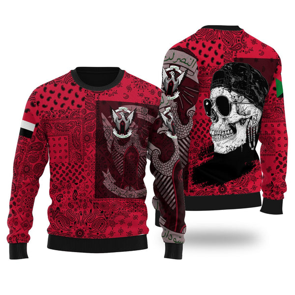 Sudan Ugly Sweater Paisley Flag And Skull Style 1