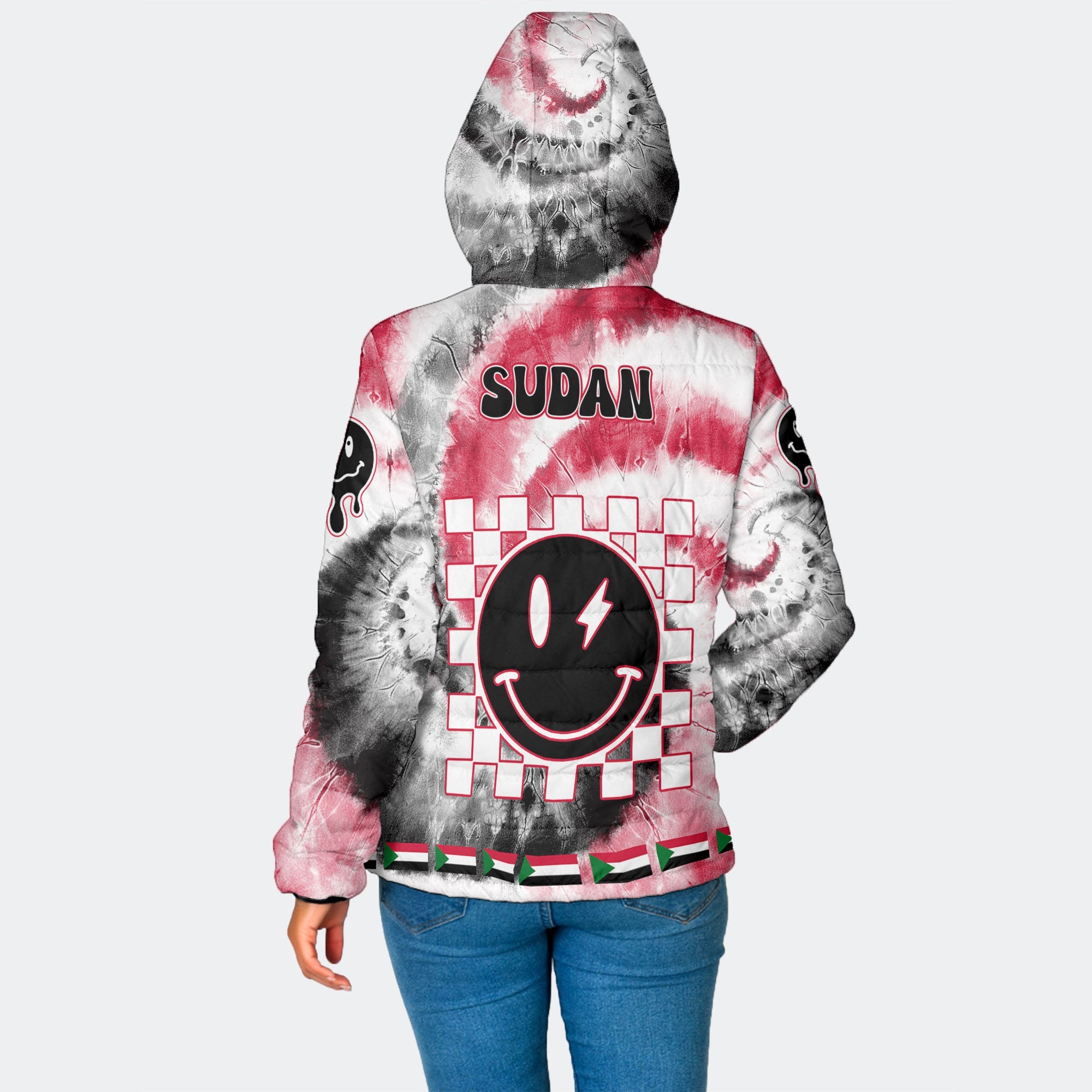 Sudan Women Hooded Padded Jacket Custom Tie Dye Style 2