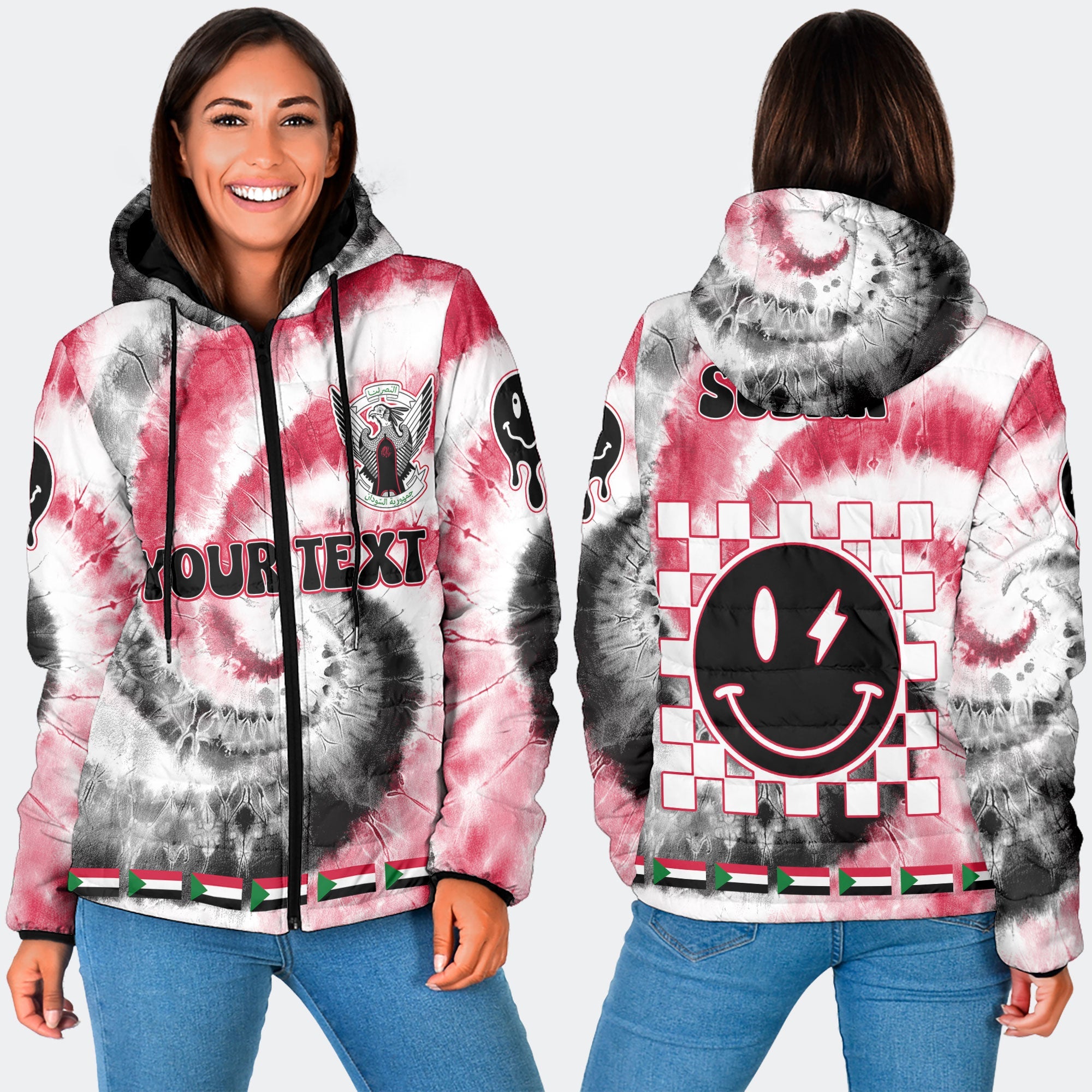 Sudan Women Hooded Padded Jacket Custom Tie Dye Style 3