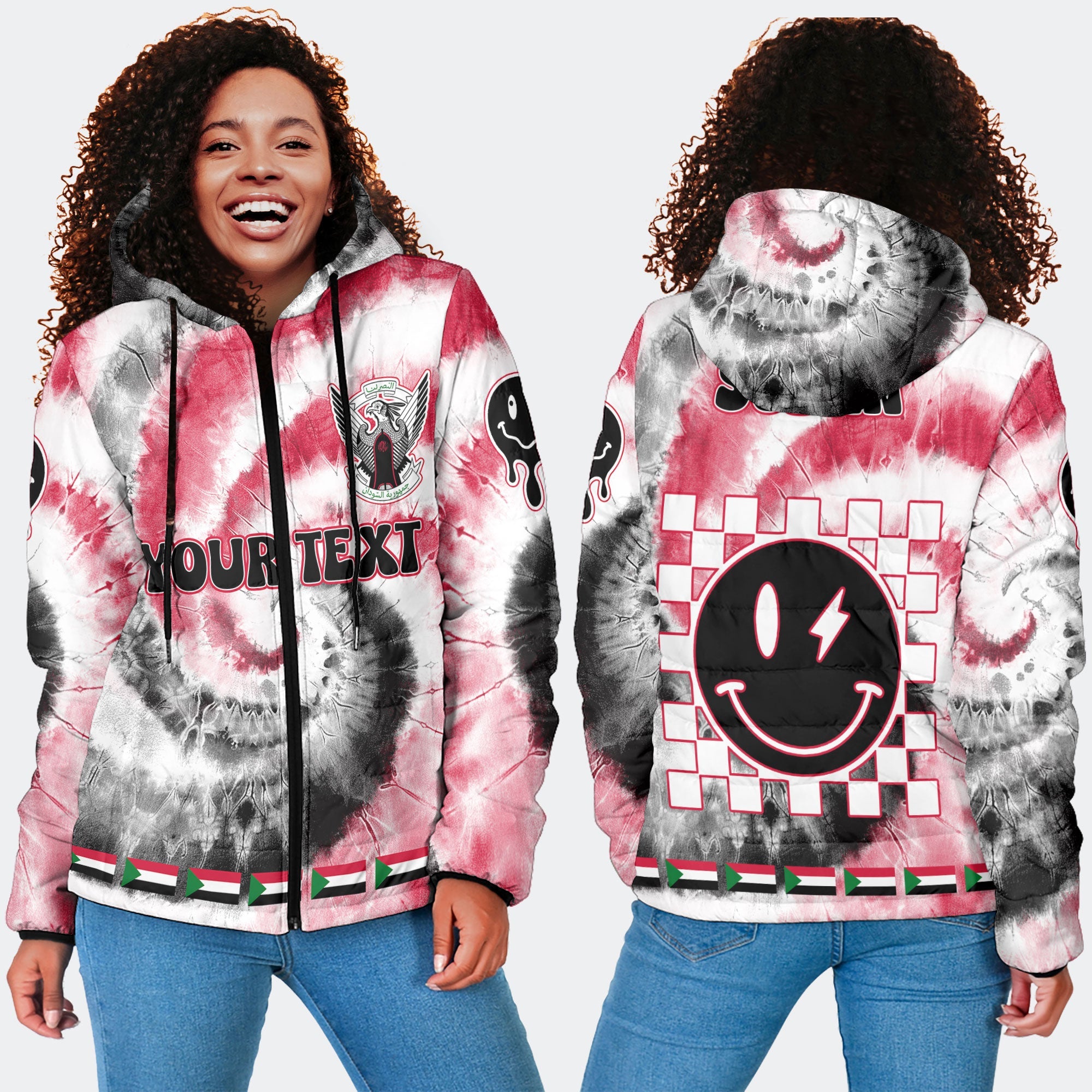 Sudan Women Hooded Padded Jacket Custom Tie Dye Style 4