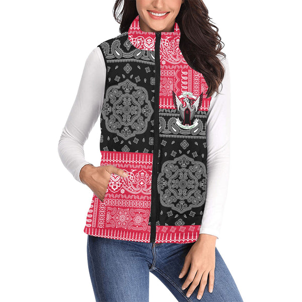 Sudan Women Padded Jacket Vest Flag And Paisley Basic Style 1