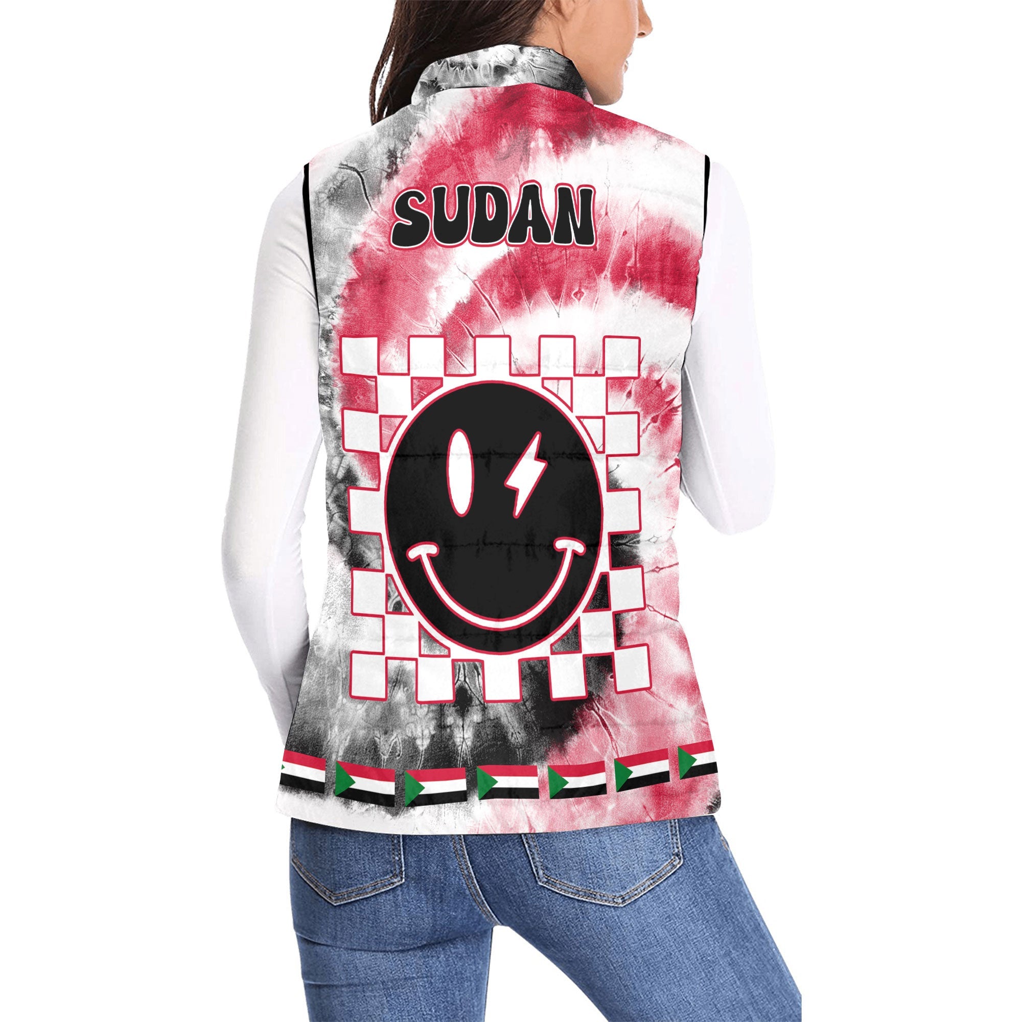 Sudan Women Padded Jacket Vest Custom Tie Dye Style 2