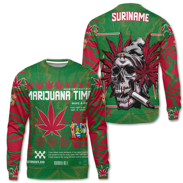 Suriname Sweatshirt Flag & Coat Of Arms Marijuanas Style