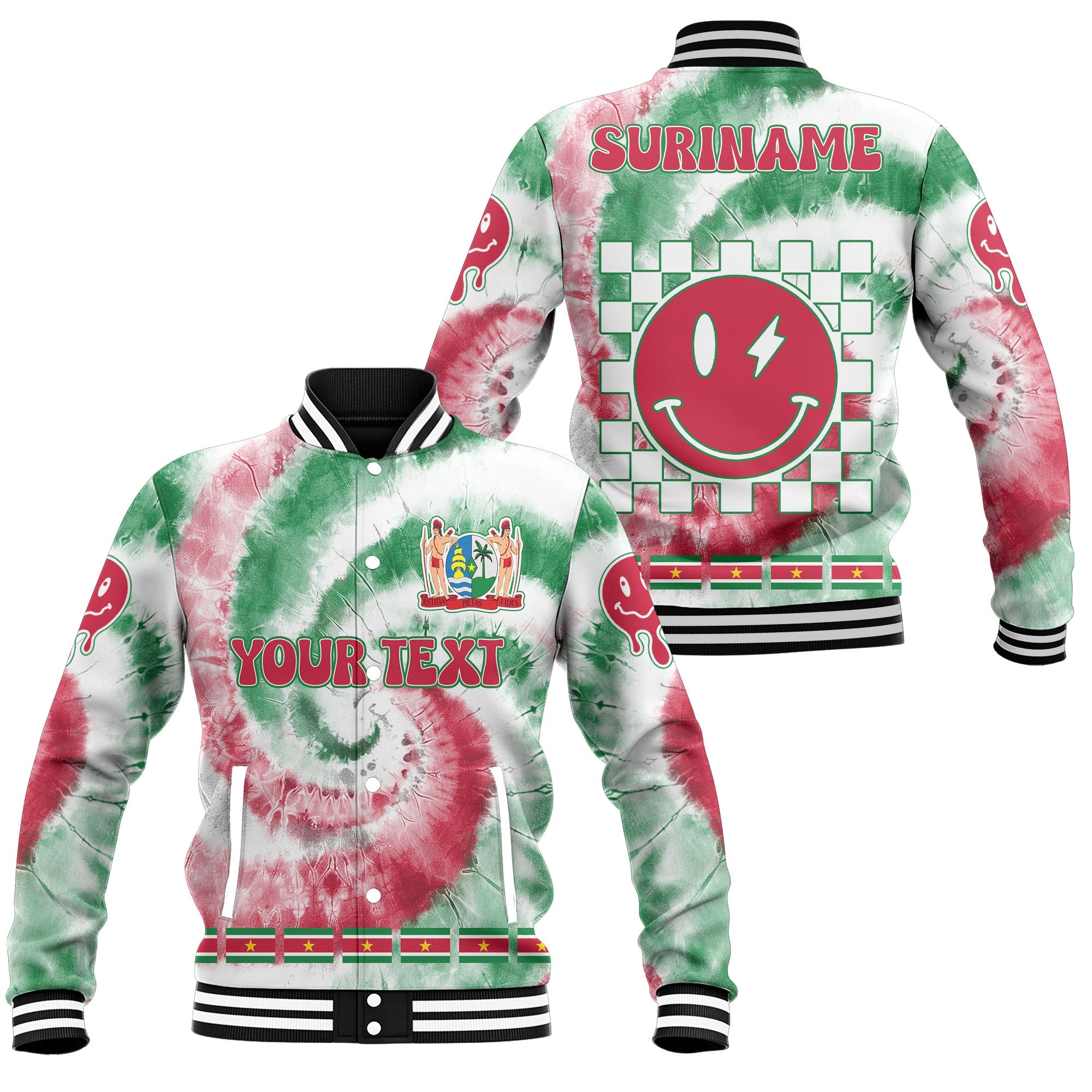 Suriname Baseball Jacket Custom Tie Dye Style 1