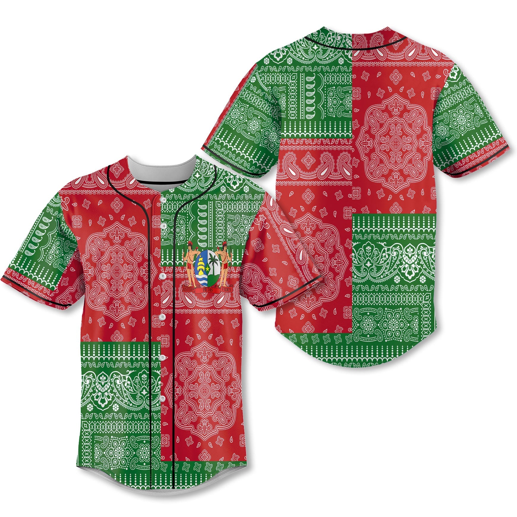 Suriname Baseball Jersey Flag And Paisley Basic Style 1