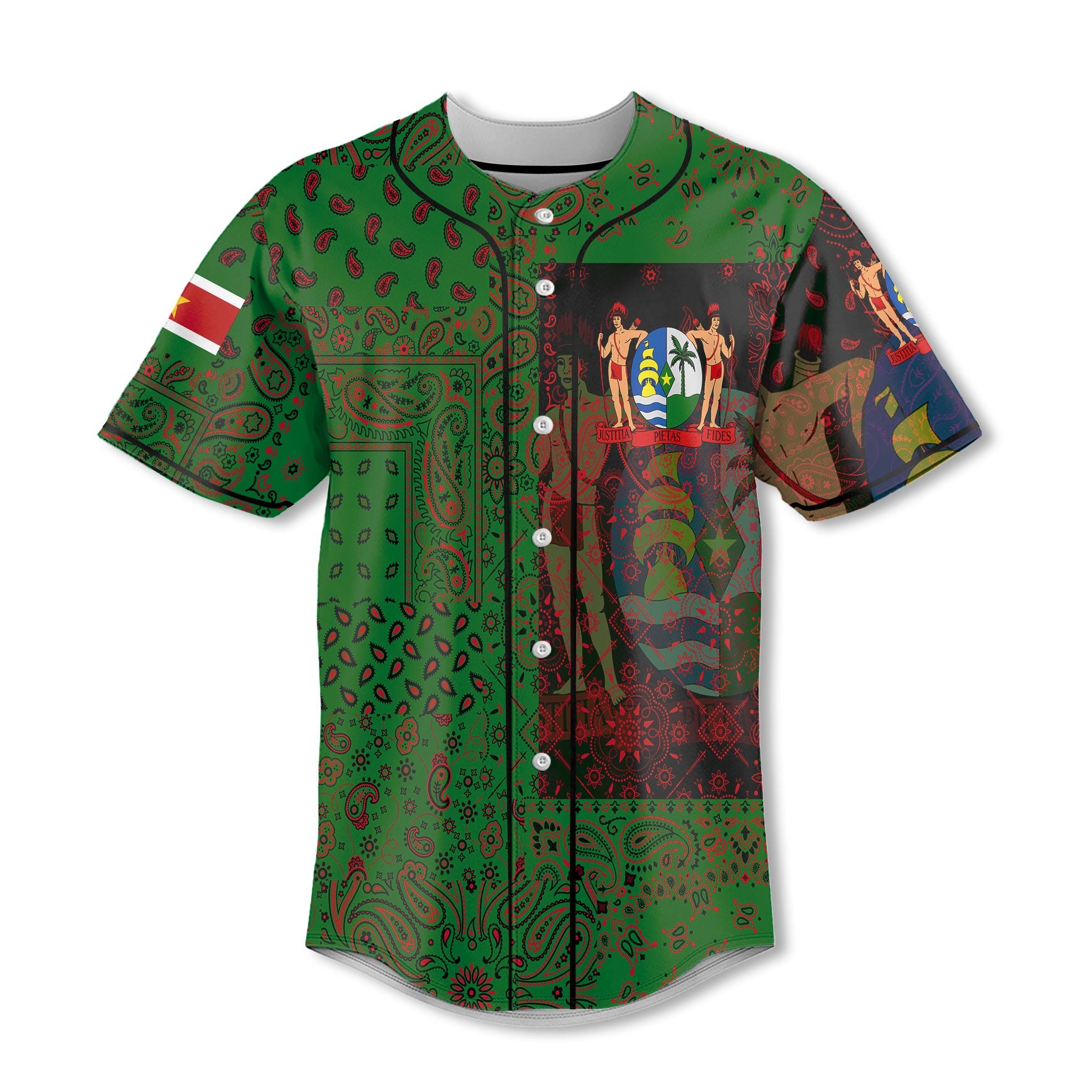 Suriname Baseball Jersey Paisley Flag And Skull Style 2