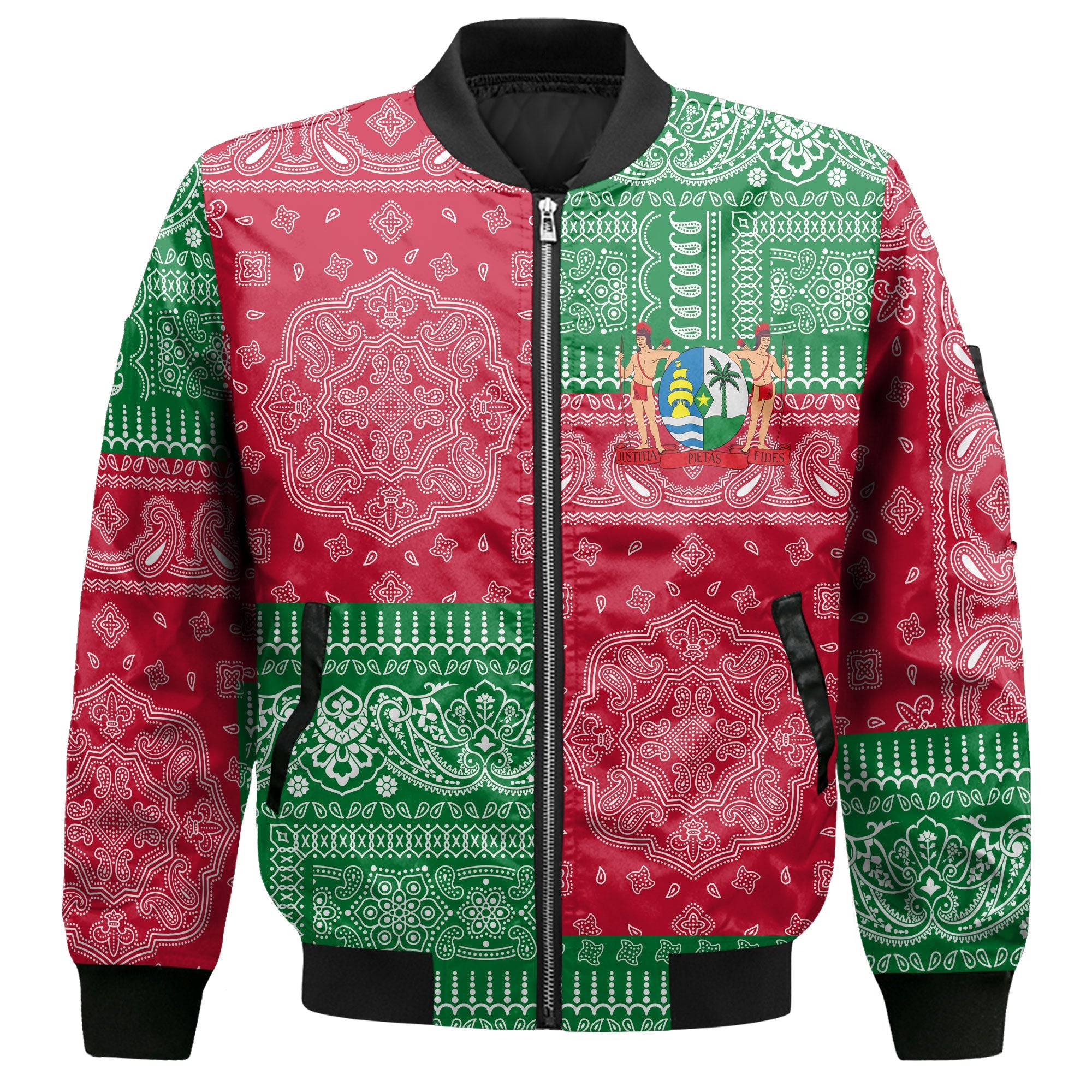 Suriname Bomber Jacket Flag And Paisley Basic Style 2