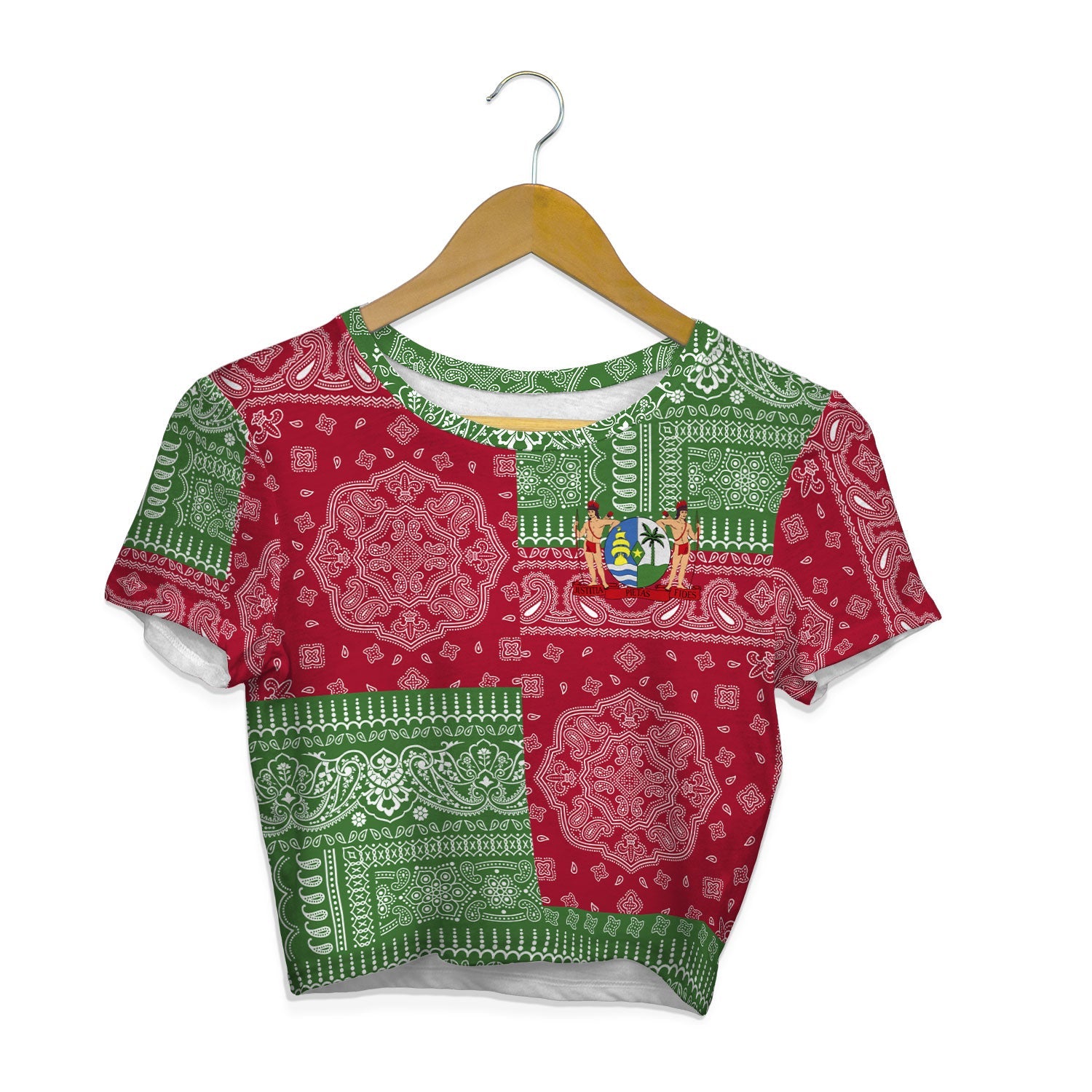 Suriname Croptop T Shirt Flag And Paisley Basic Style 1