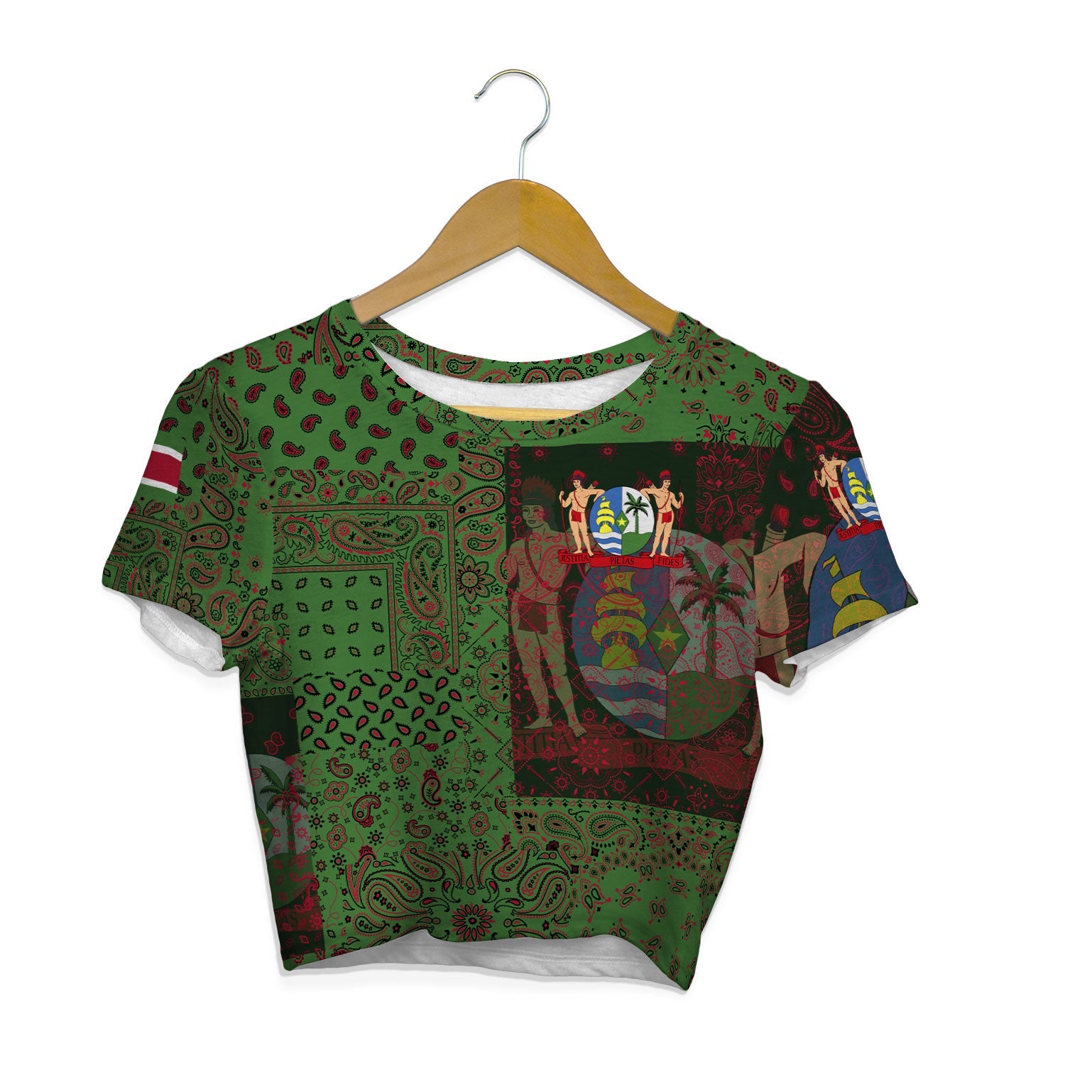 Suriname Croptop T Shirt Paisley Flag And Skull Style 1