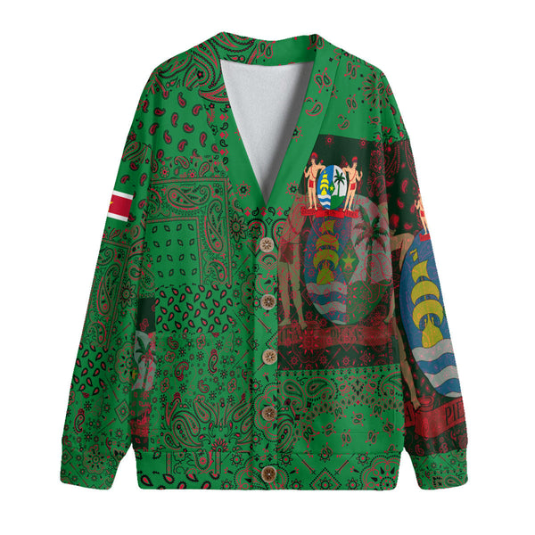 Suriname Fleece Cardigan Paisley Flag And Skull Style 1