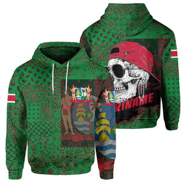 Suriname Hoodie Paisley Flag And Skull Style 1