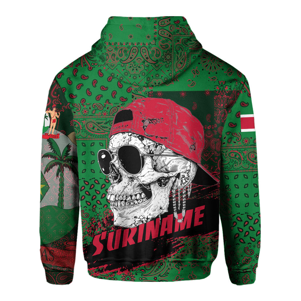 Suriname Hoodie Paisley Flag And Skull Style 3