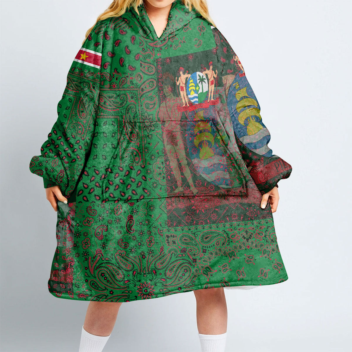 Suriname Hoodie Blanket Paisley Flag And Skull Style 2