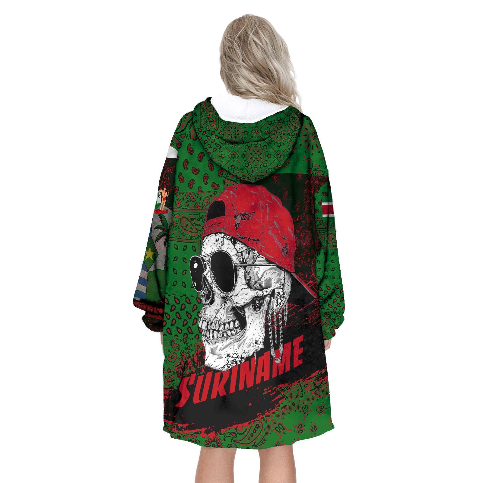 Suriname Hoodie Blanket Paisley Flag And Skull Style 3