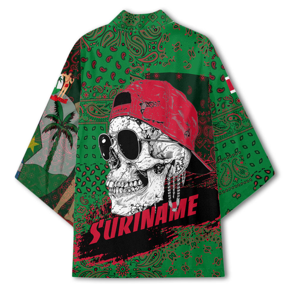 Suriname Kimono Paisley Flag And Skull Style 3