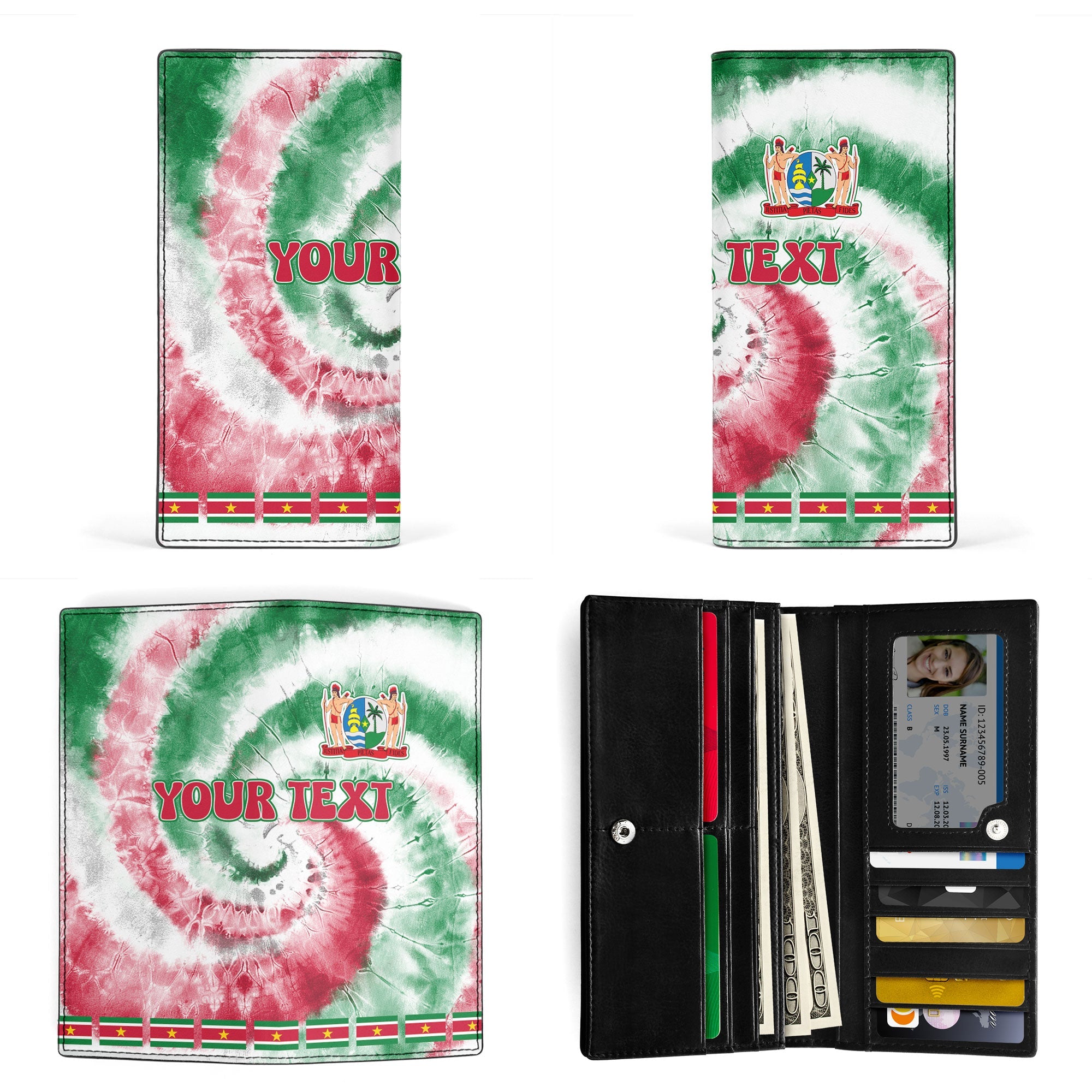 Suriname Leather Wallet Custom Tie Dye Style 3