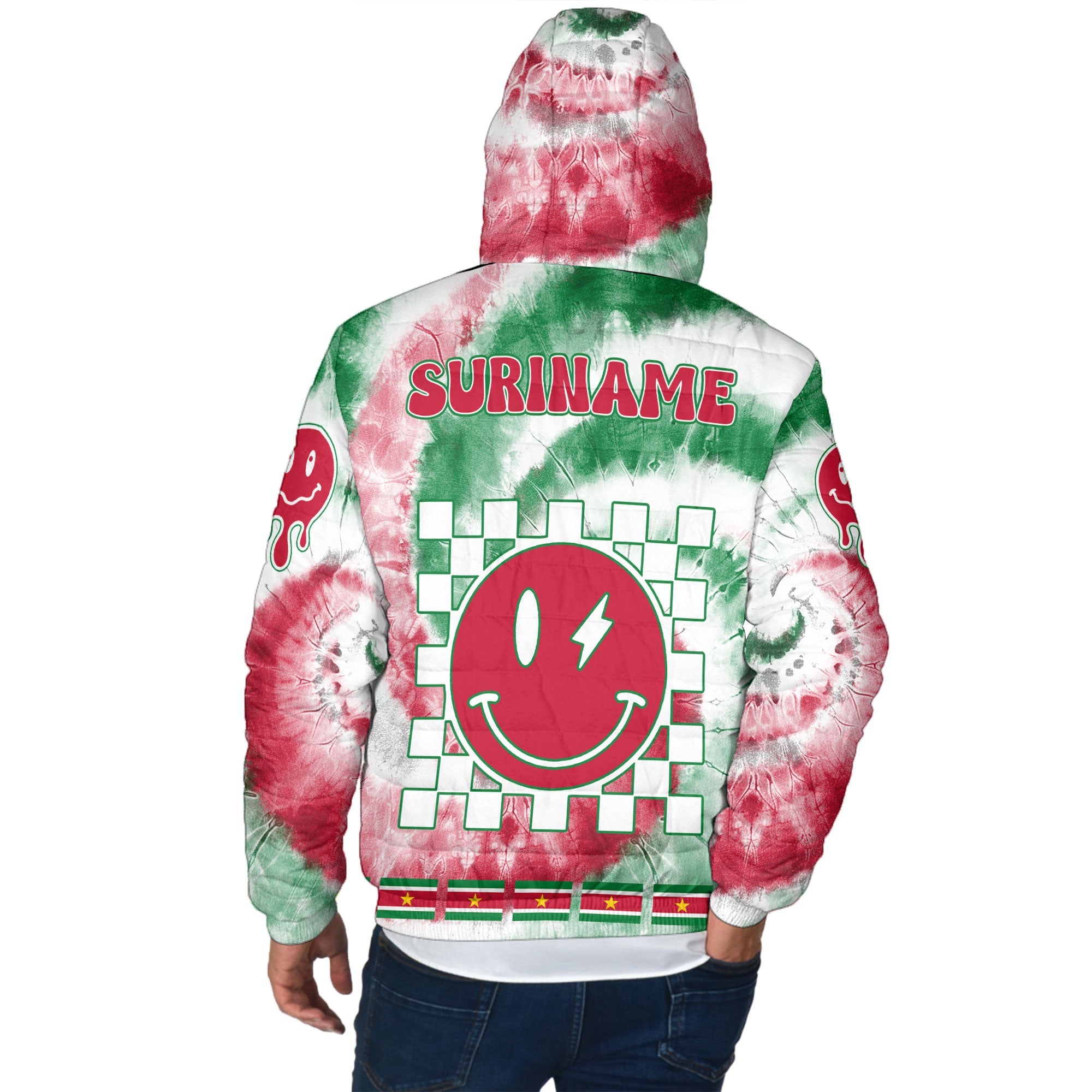 Suriname Men Hooded Padded Jacket Custom Tie Dye Style 3