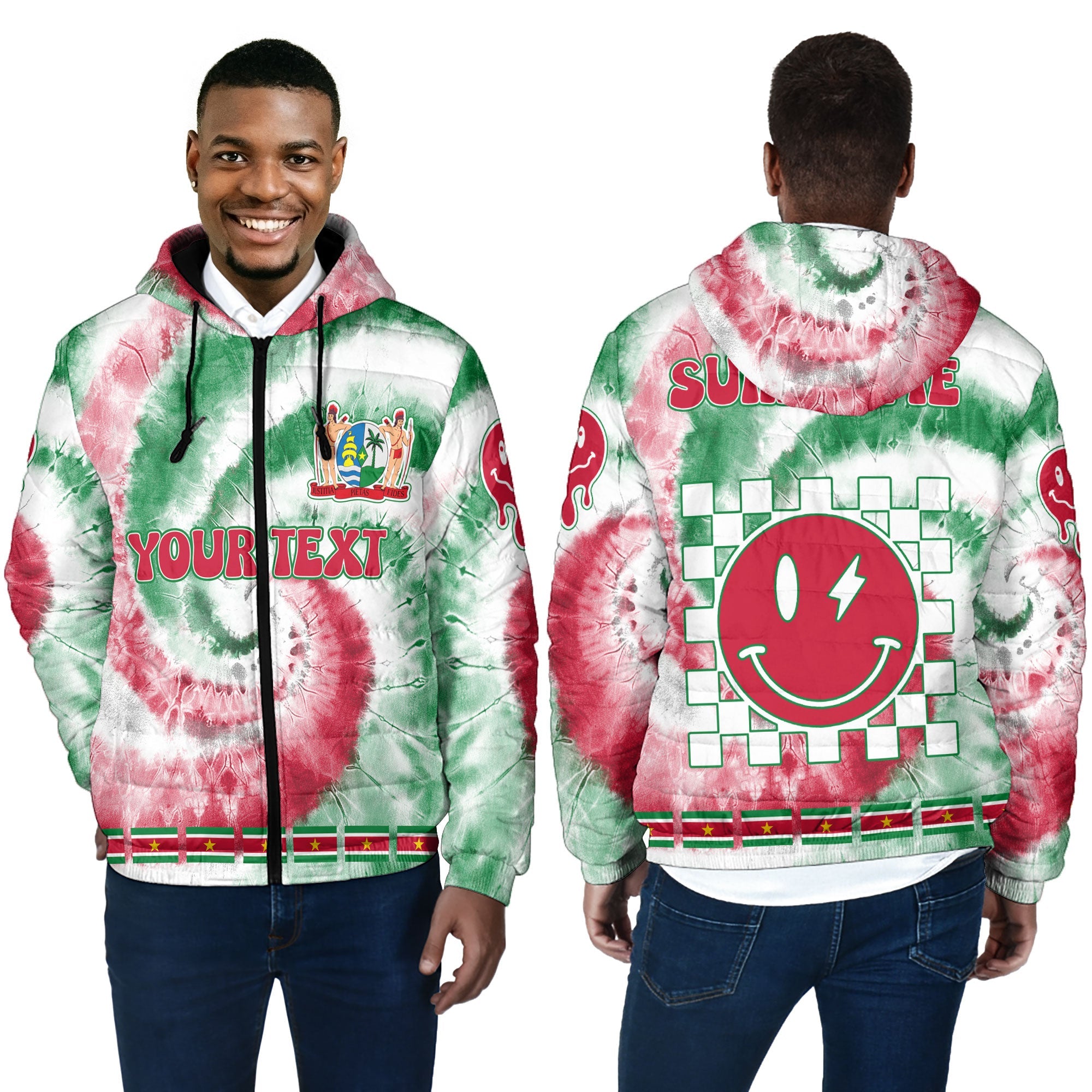 Suriname Men Hooded Padded Jacket Custom Tie Dye Style 4