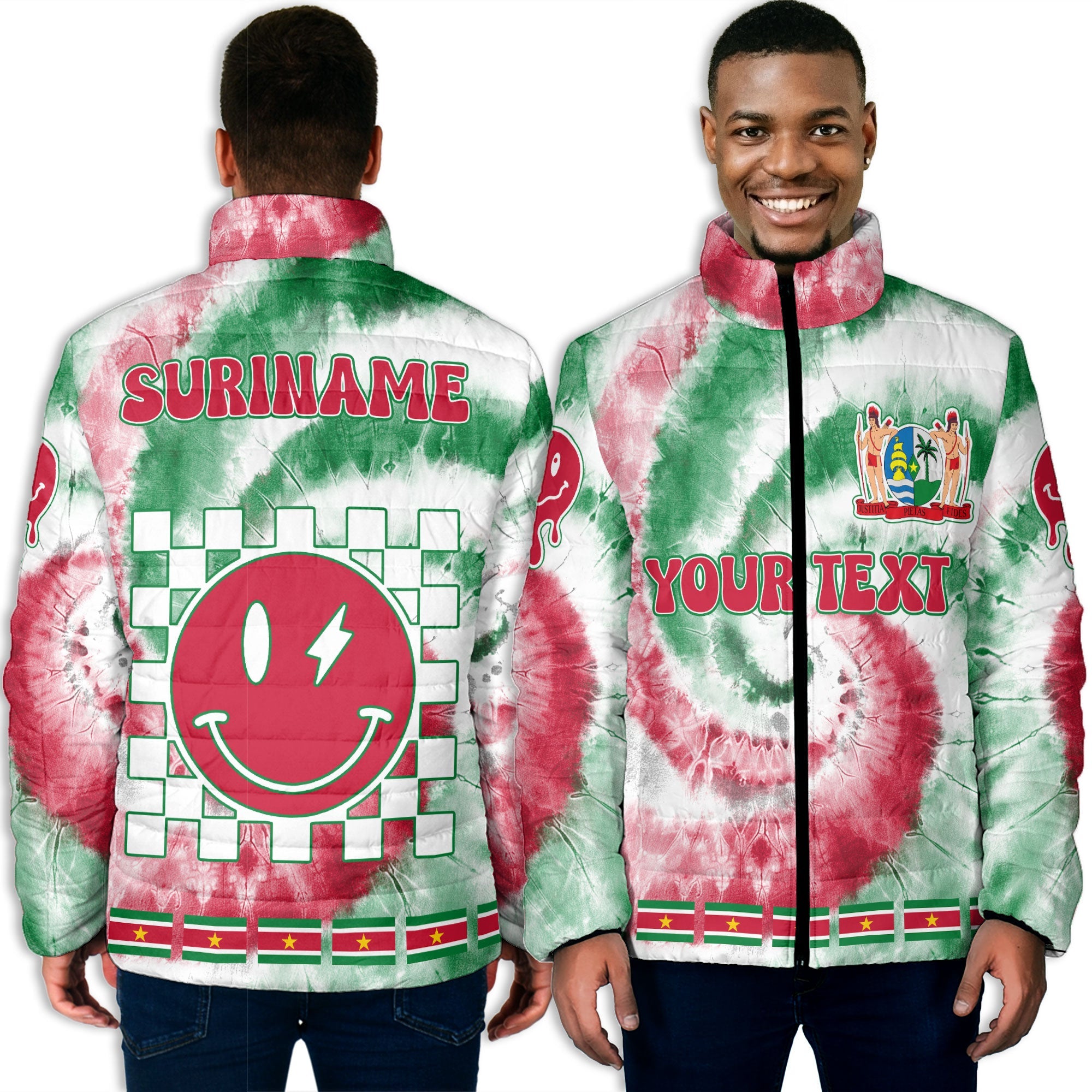 Suriname Men Padded Jacket Custom Tie Dye Style 3